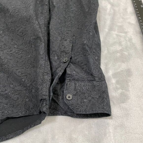 Guess Shirt Mens Extra Large Black Paisley Button Up Y2K Party Club Dancing - Picture 5 of 11